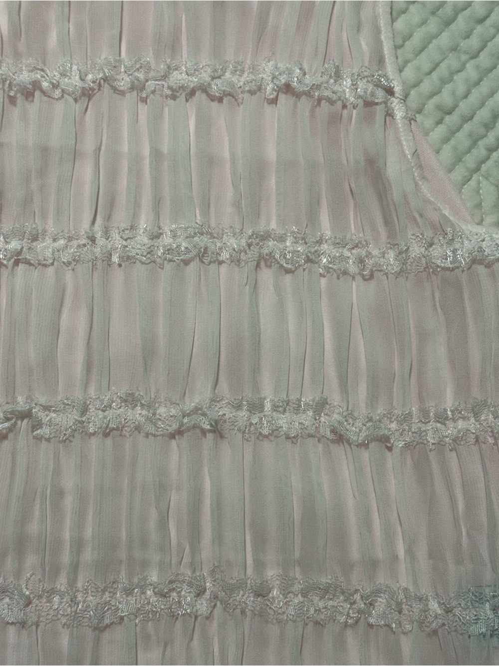 NWT Amber Sky Blush Pink Lace Ruffle Tiered Chiffon Coquette Tank Top M - Picture 4 of 4